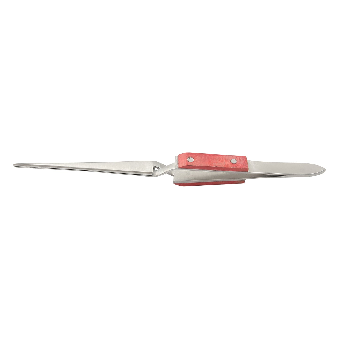 Cross lock straight tweezer with fiber grips