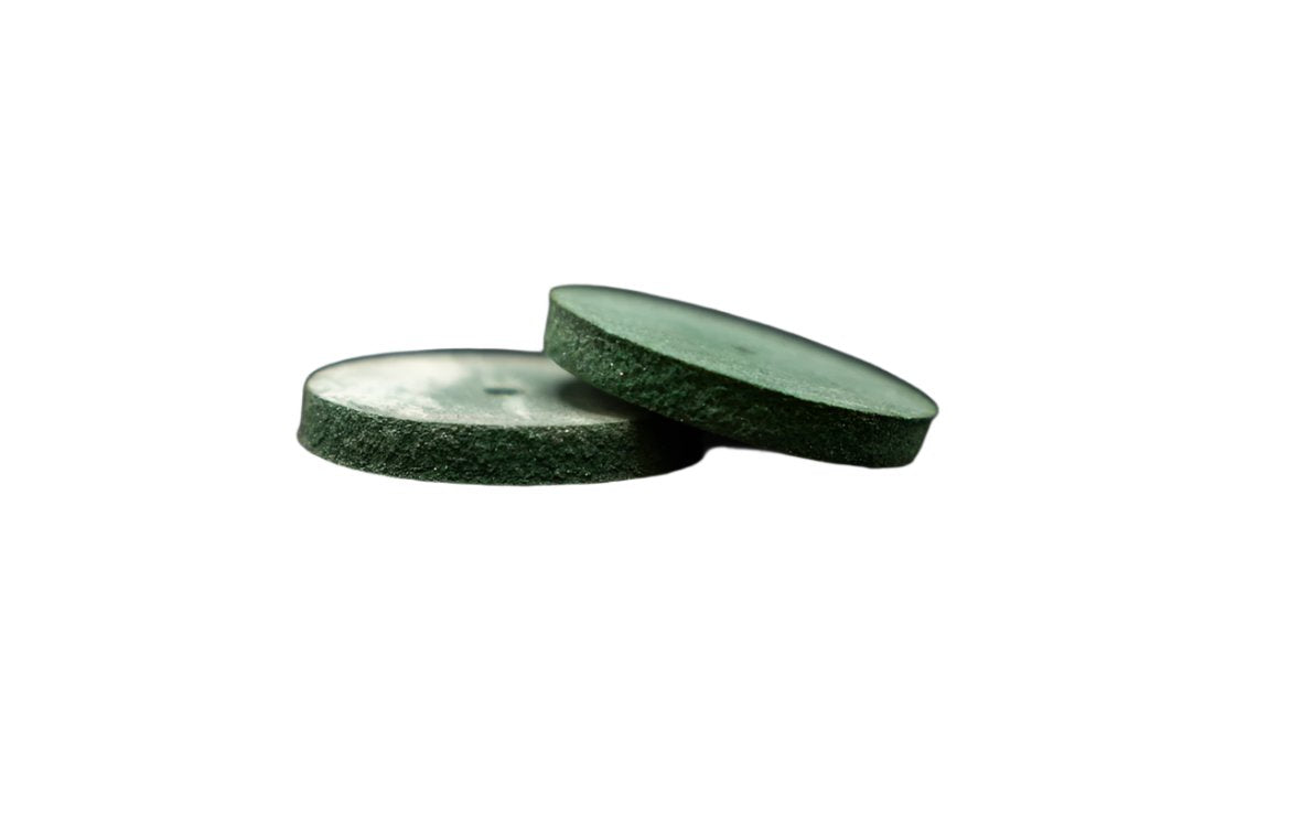 Unmounted rubber  wheel 7/8"  square edge green coarse