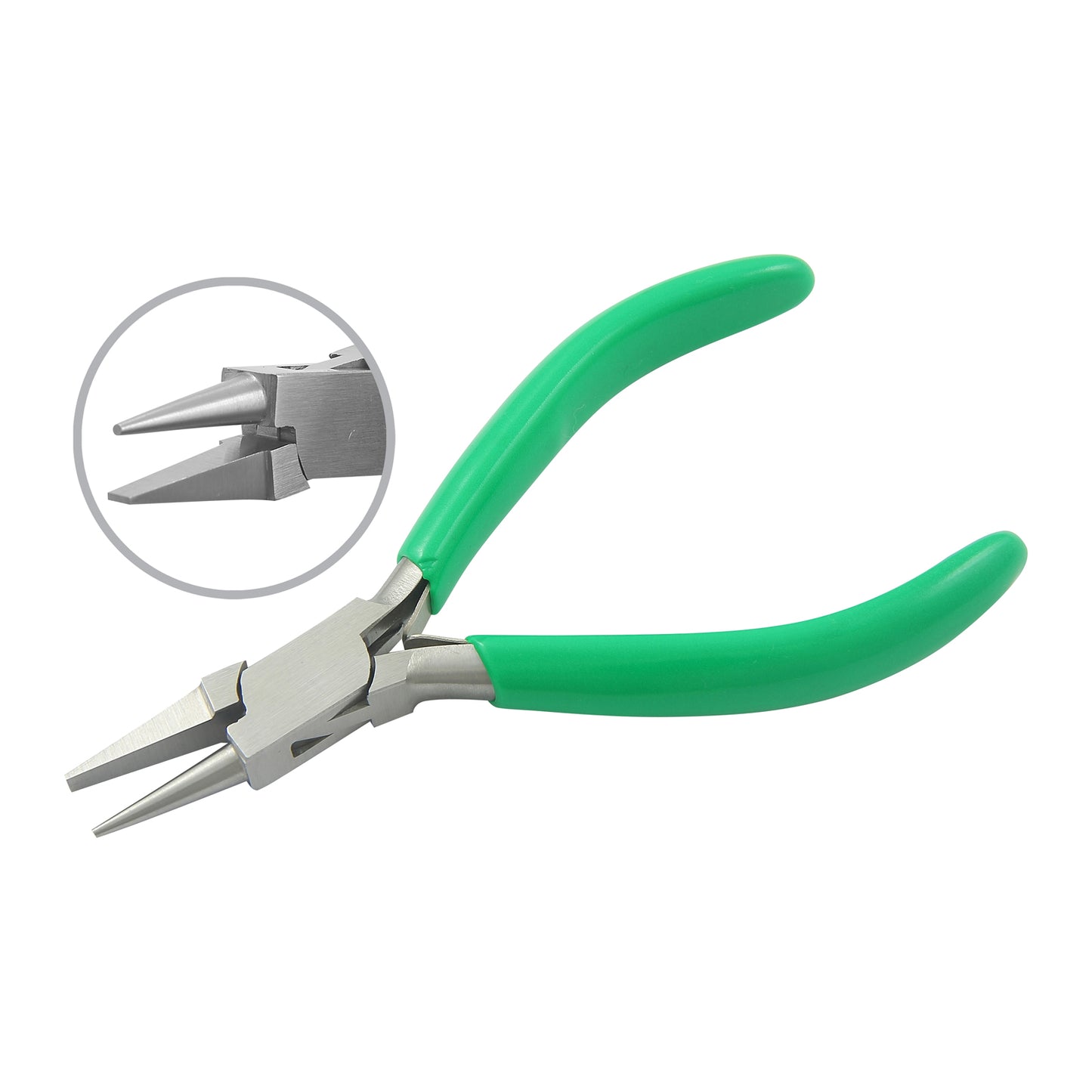 Round & flat plier, size: 130mm with double leaf spring & PVC handles