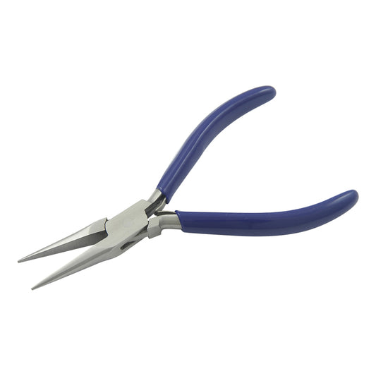 Chain nose plier Size:140mm, smooth jaws, with double leaf spring & PVC handles
