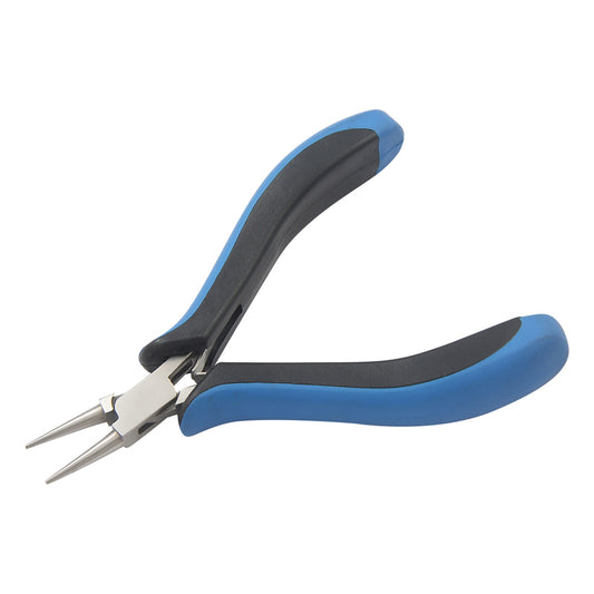 Round nose plier Size:120mm, smooth jaws, black & blue handles