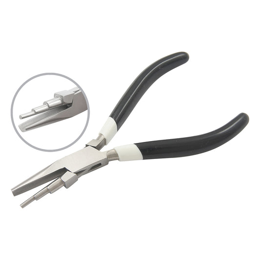 3-Step round & concave plier. Steps are 2mm,3mm & 5mm. Size:140mm with double leaf spring & PVC handles